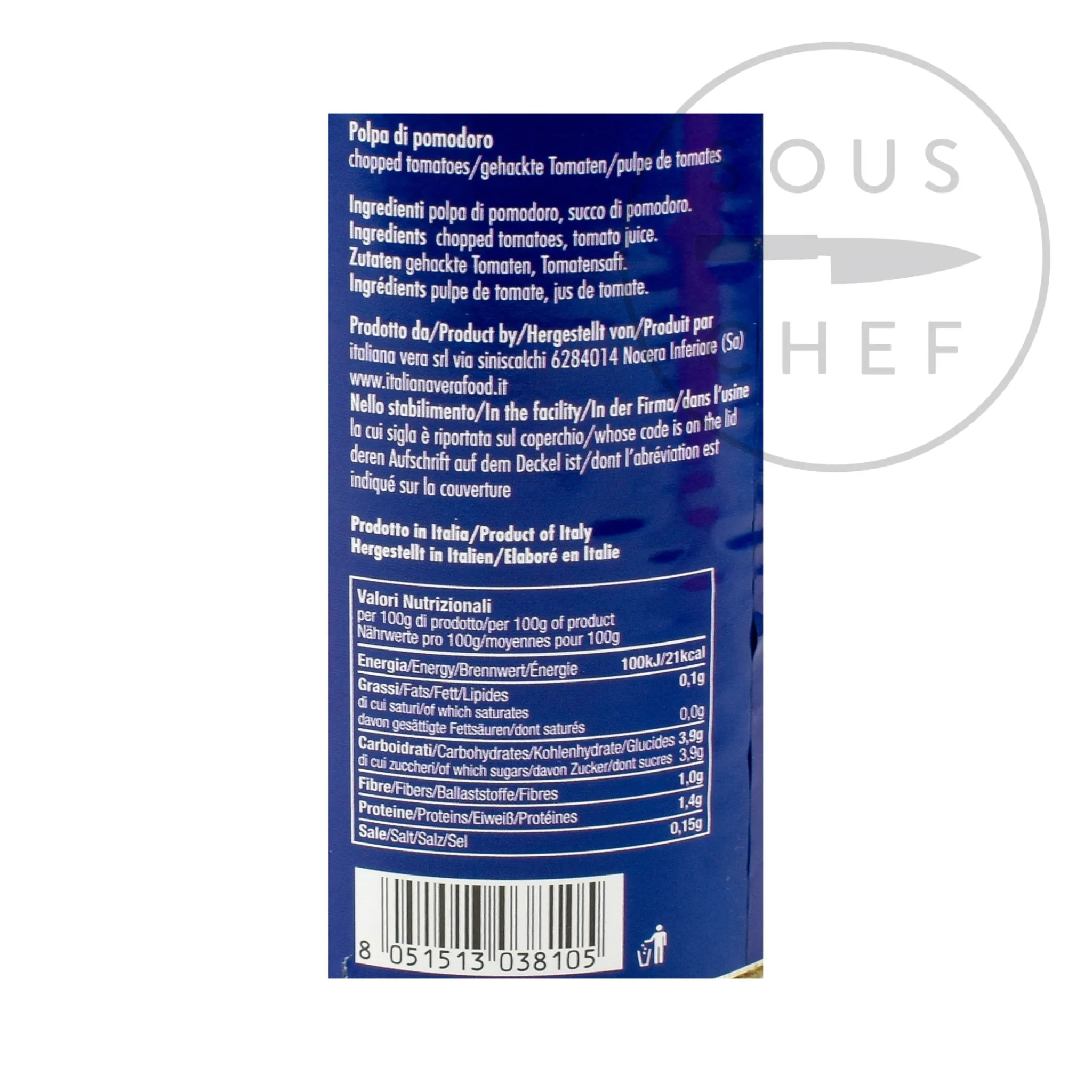 Chopped Tomatoes, 400g Italian Ingredients|Vegetables