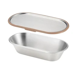 Clearance Japanese Brown Rim Stainless Steel Lunch Box, 21x11cm Tableware Brands|Japanese Ingredients
