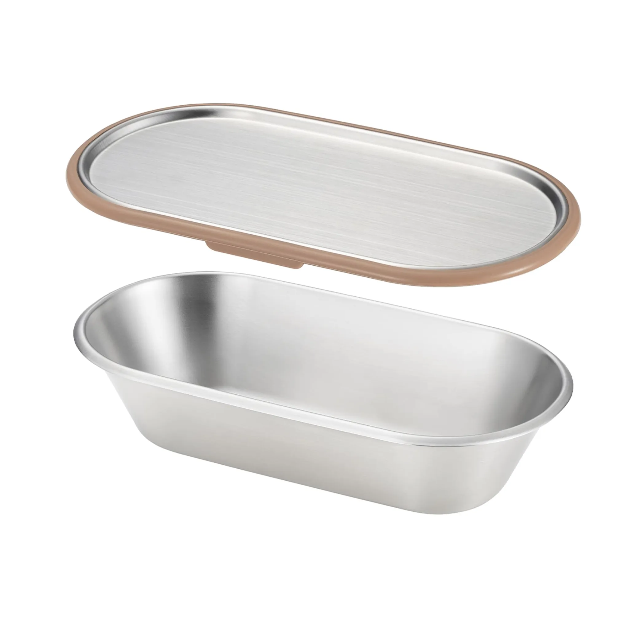 Clearance Japanese Brown Rim Stainless Steel Lunch Box, 21x11cm Tableware Brands|Japanese Ingredients