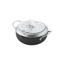 Hot Japanese Tempura Frying Pot with Temperature Probe & Drip Rack Japanese Ingredients|Pots & Pans