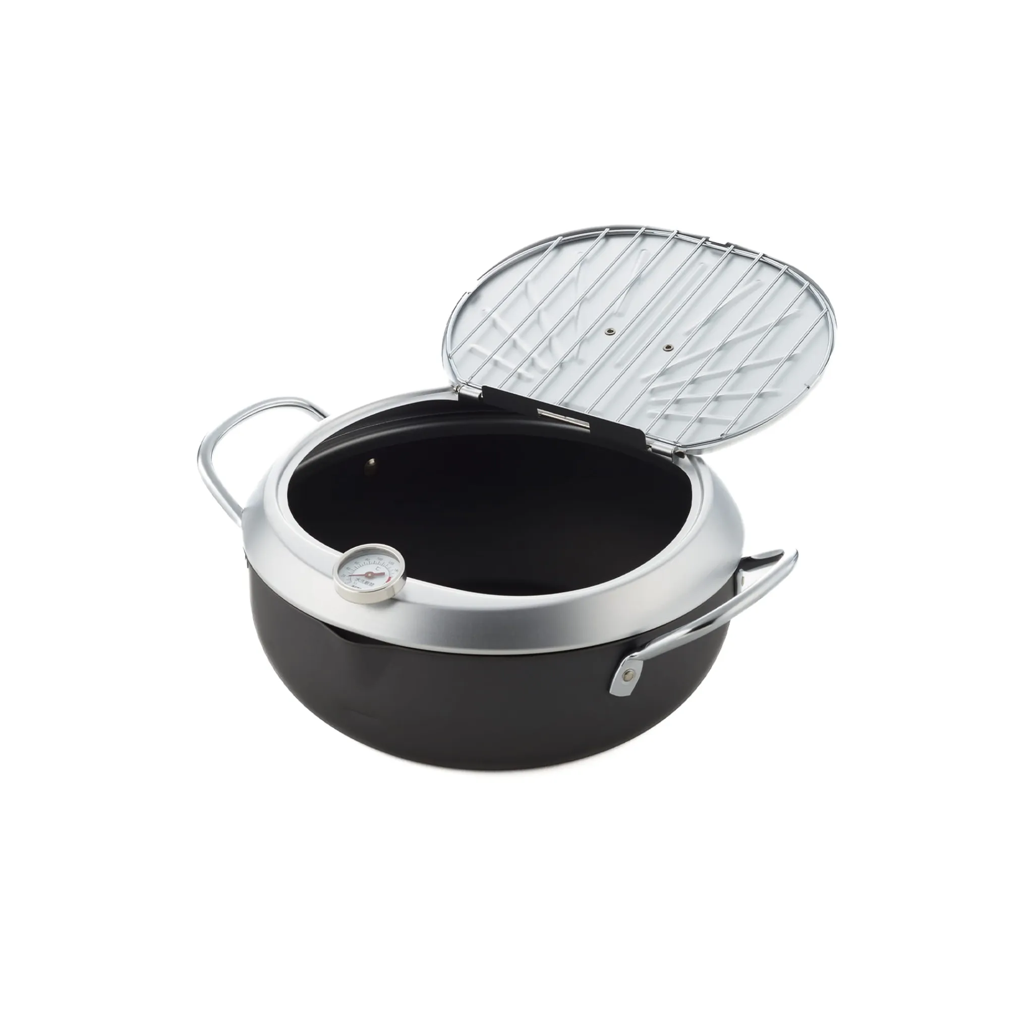 Hot Japanese Tempura Frying Pot with Temperature Probe & Drip Rack Japanese Ingredients|Pots & Pans