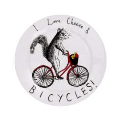 New I Love Cheese & Bicycles Side Plate, 20cm Tableware Brands|Made In The Uk