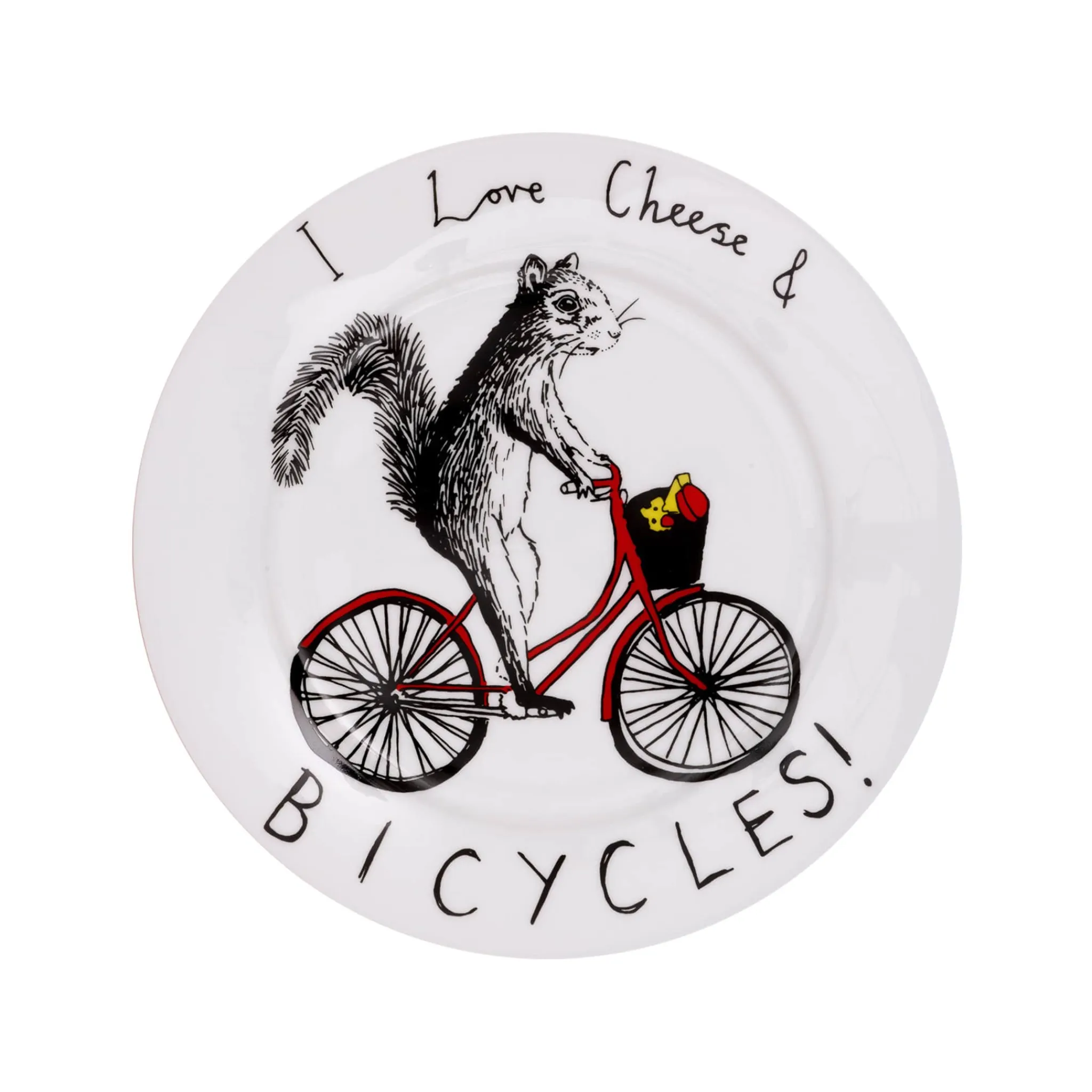 New I Love Cheese & Bicycles Side Plate, 20cm Tableware Brands|Made In The Uk