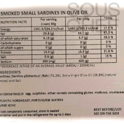 Hot Small Smoked Sardines in Extra Virgin Olive Oil, 90g Ingredients Brands|Tinned Fish & Seafood
