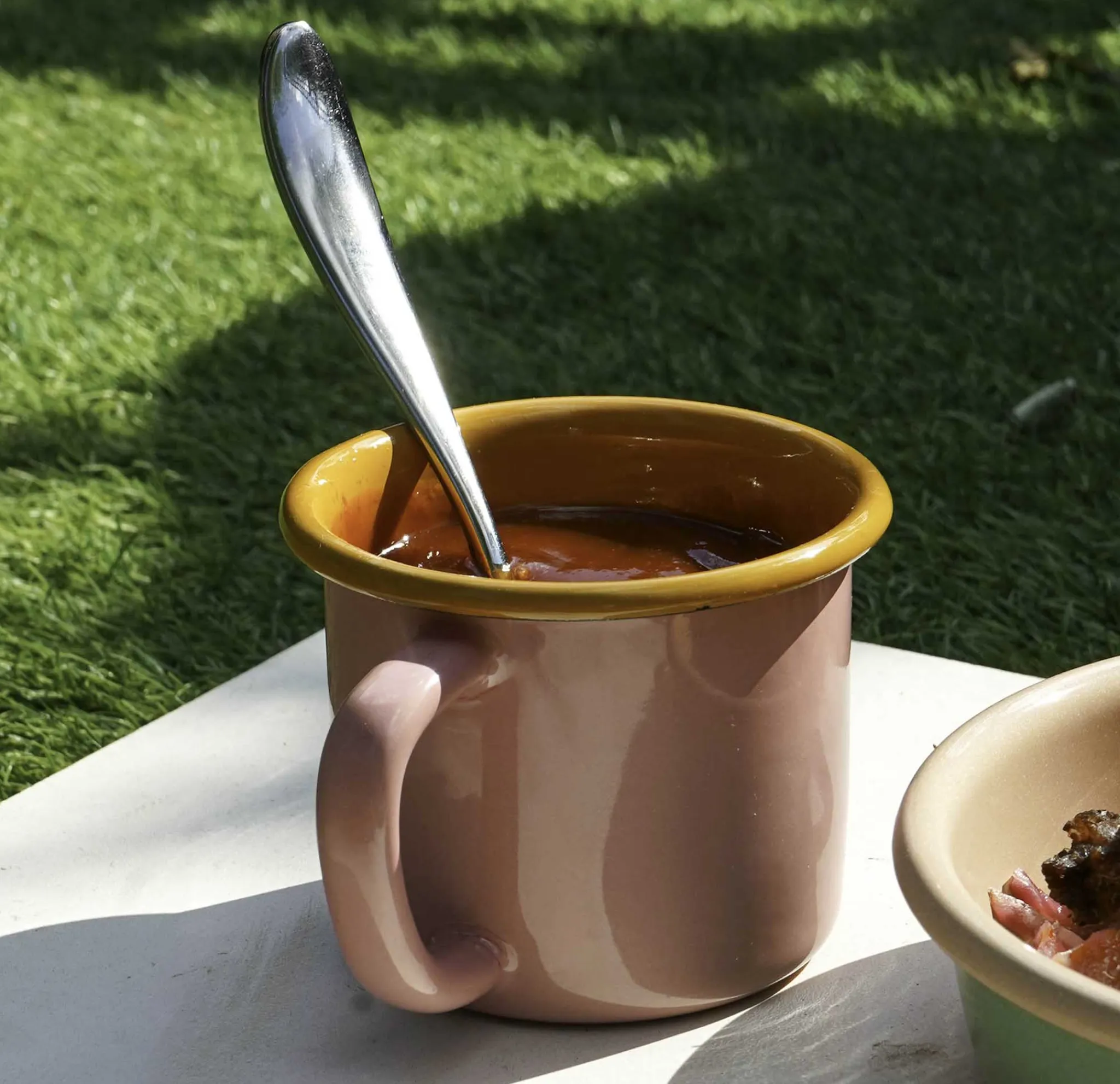 Outlet Kapka x Sous Chef Colourblock Enamel Mug, Pink & Yellow, 350ml Crockery & Dinnerware|Tableware Brands