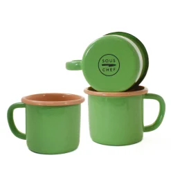 Sale Kapka x Sous Chef Colourblock Enamel Mug, Green & Pink, 350ml Crockery & Dinnerware|Tableware Brands