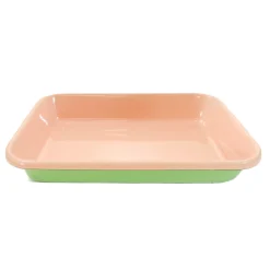 Outlet Kapka x Sous Chef Colourblock Enamel Roasting Dish, 26cm, Green & Pink Baking Supplies & Equipment