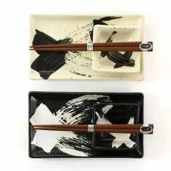 New Kuro To Shiro Sushi Serving Set Japanese Ingredients|Serveware