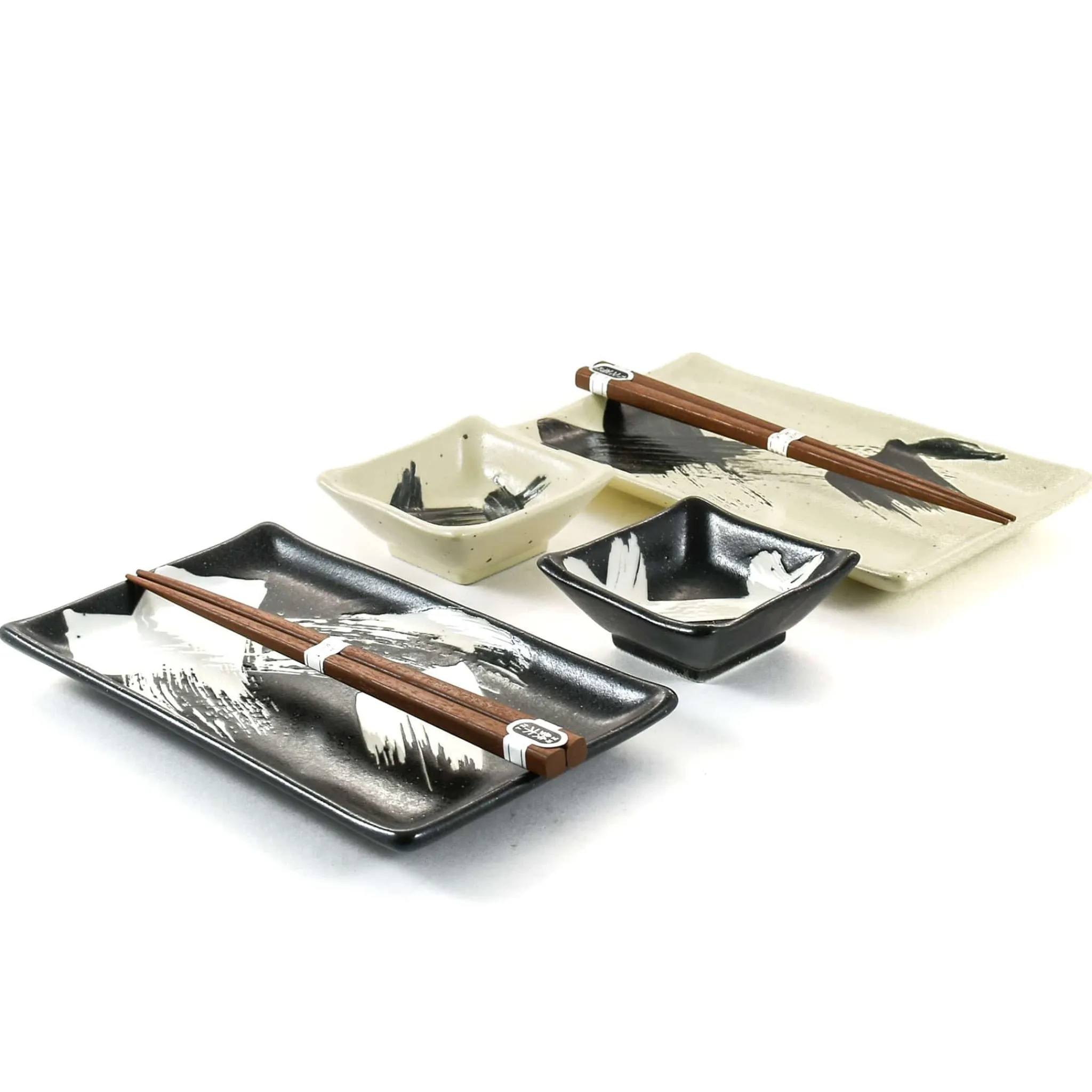 New Kuro To Shiro Sushi Serving Set Japanese Ingredients|Serveware
