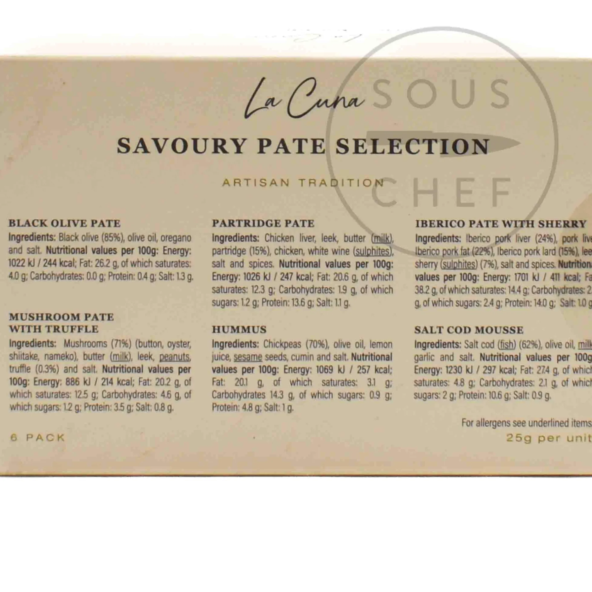 Clearance Savoury Pate Selection, 6x25g Ingredients Brands|Spanish Ingredients