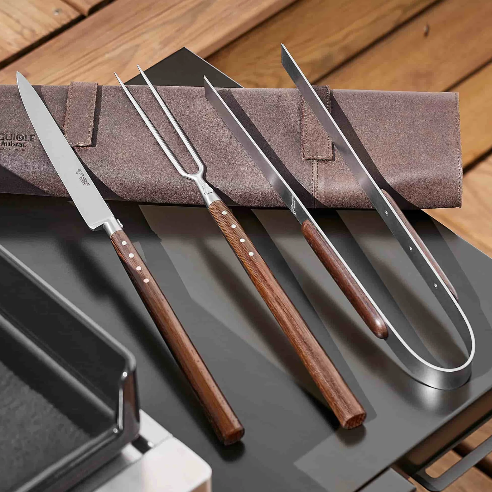 Best BBQ Set with Leather Roll Bbq & Smoking