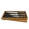Best Set of 3 Classic Knives in Oak Box, Juniper French Ingredients|Kitchen Knives