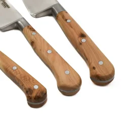 Best Set of 3 Classic Knives in Oak Box, Juniper French Ingredients|Kitchen Knives