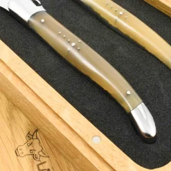 Discount Set of 2 Steak Knives, Solid Horn French Ingredients|Kitchen Knives