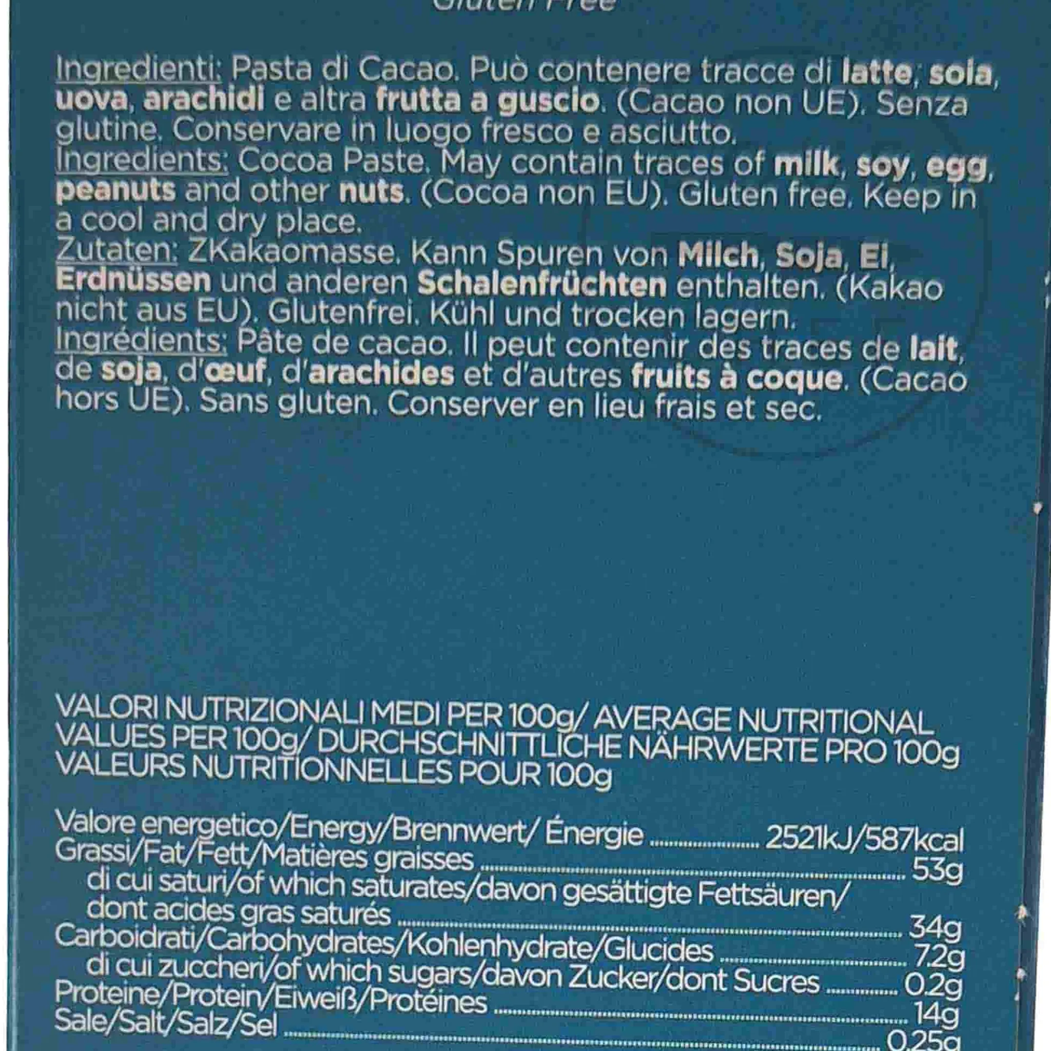Discount 100% Cocoa Chocolate Bar, 50g Ingredients Brands|Italian Ingredients