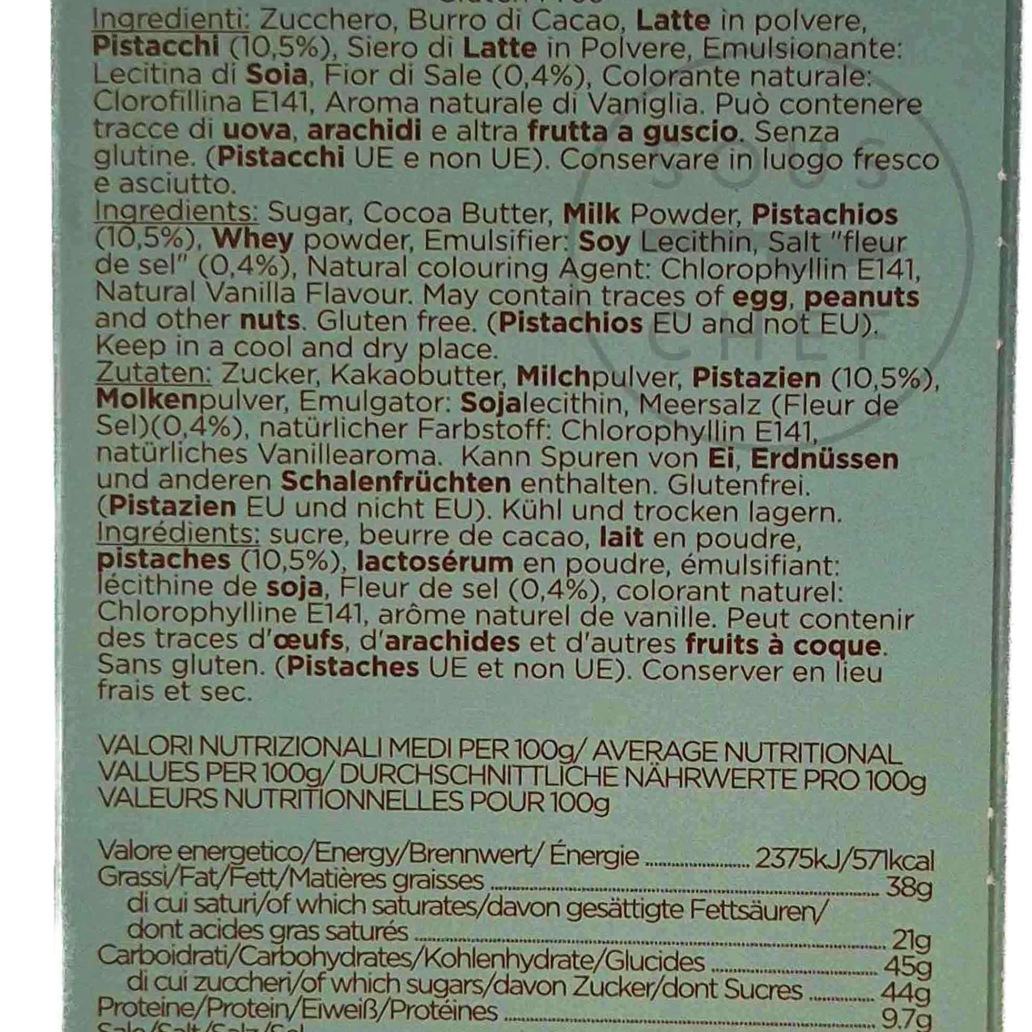 Best Pistachio Chocolate Bar, 60g Ingredients Brands|Italian Ingredients