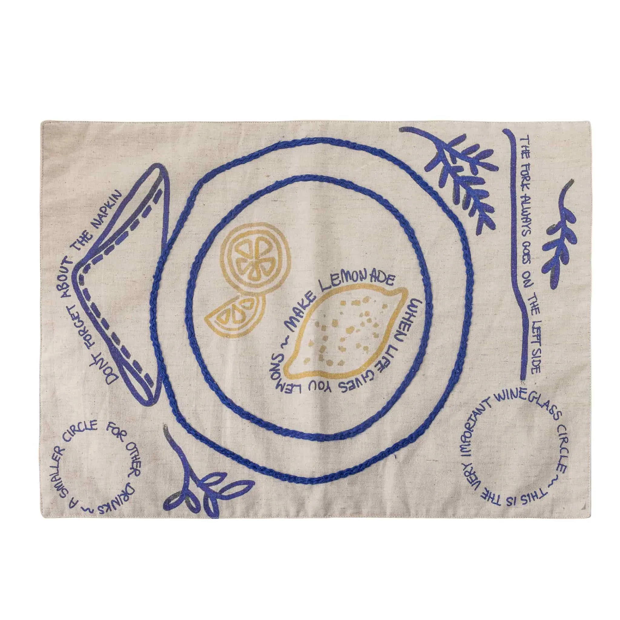 Online Lemon Embroidered Place Mat, 48cm Tableware Brands