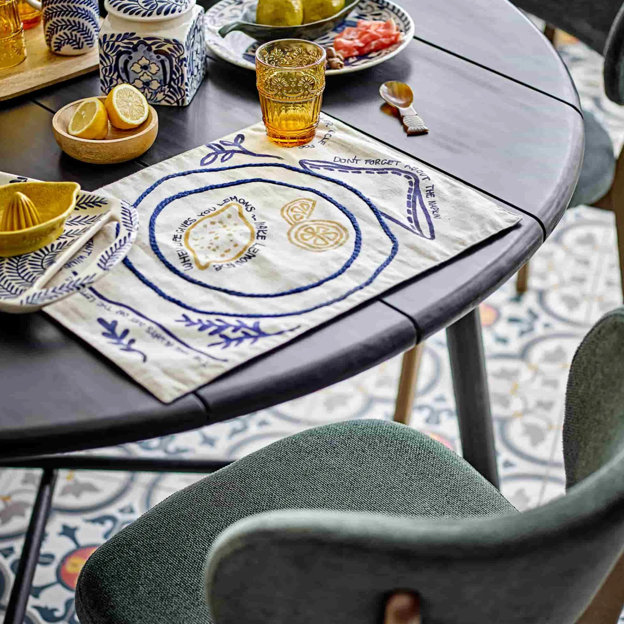 Online Lemon Embroidered Place Mat, 48cm Tableware Brands