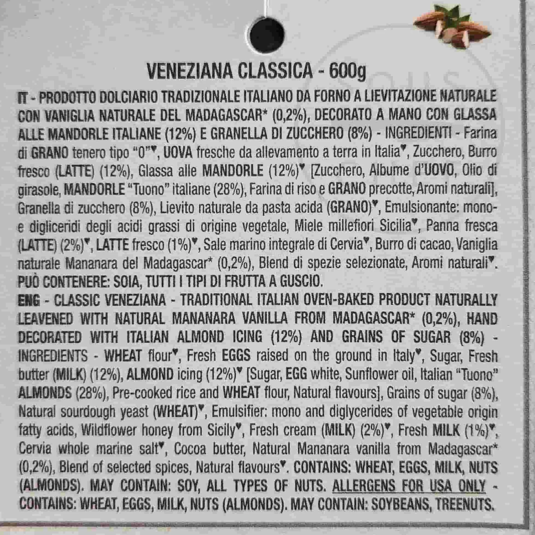 New Classic Veneziana, 600g Ingredients Brands|Chocolate & Sweets