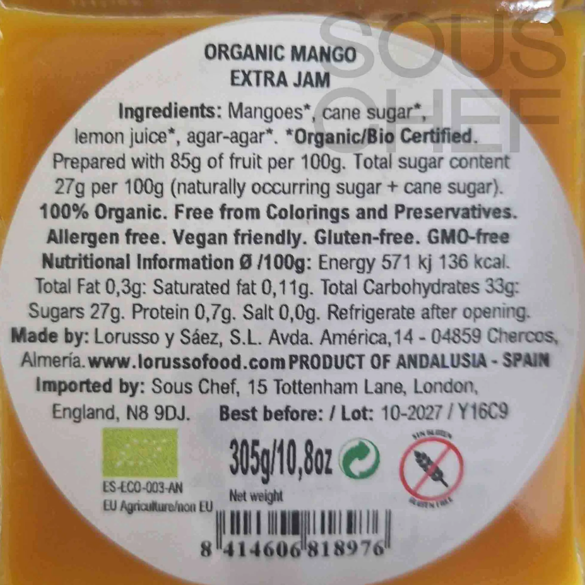 New Organic Artisanal Mango Jam, 305g Ingredients Brands|Jam, Honey & Spreads
