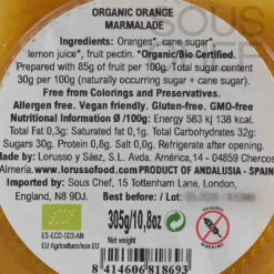 Organic Artisanal Orange Jam, 305g Ingredients Brands|Jam, Honey & Spreads