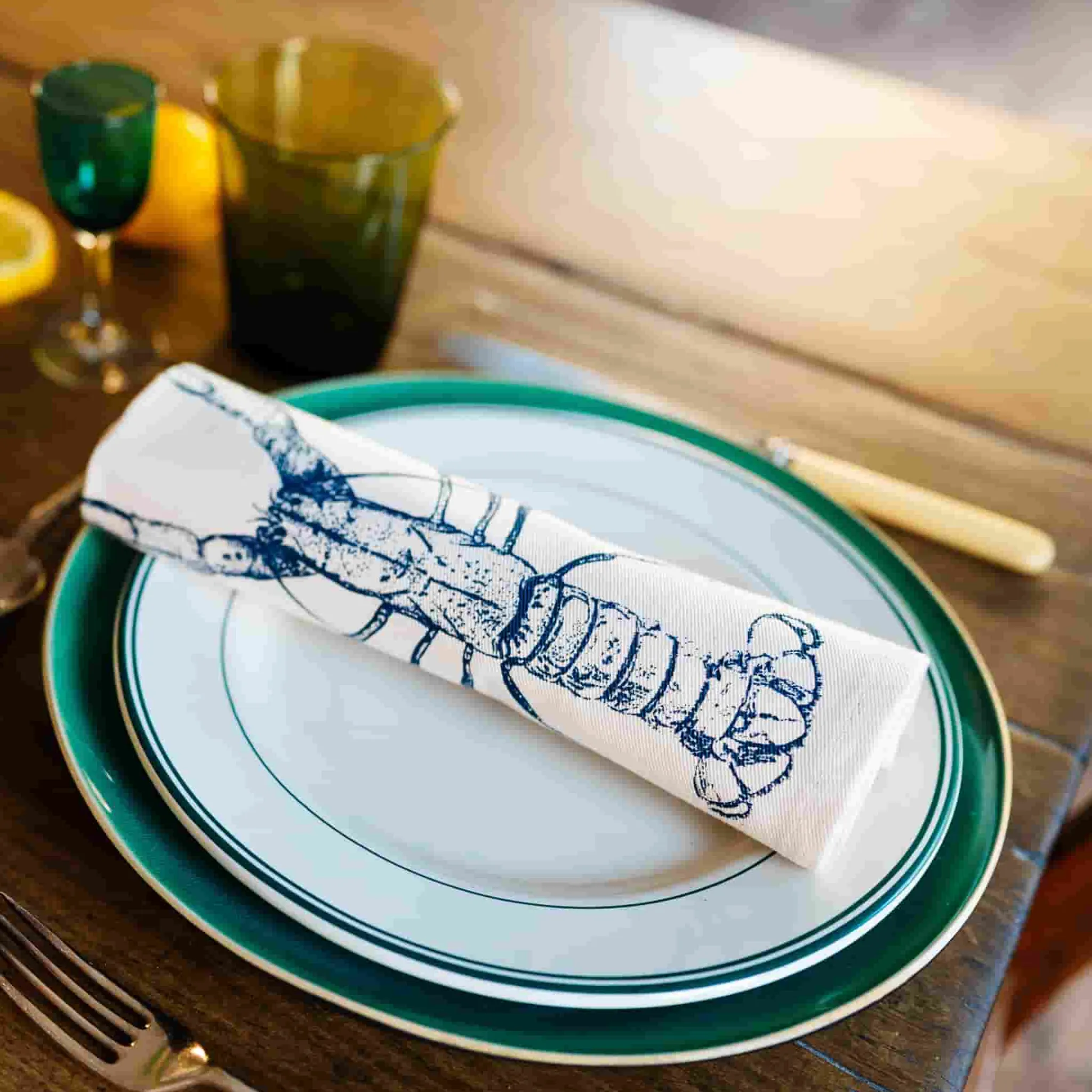 Hot Set of 4 Blue Lobster Napkins Table Setting|Kitchen Textiles & Clothing