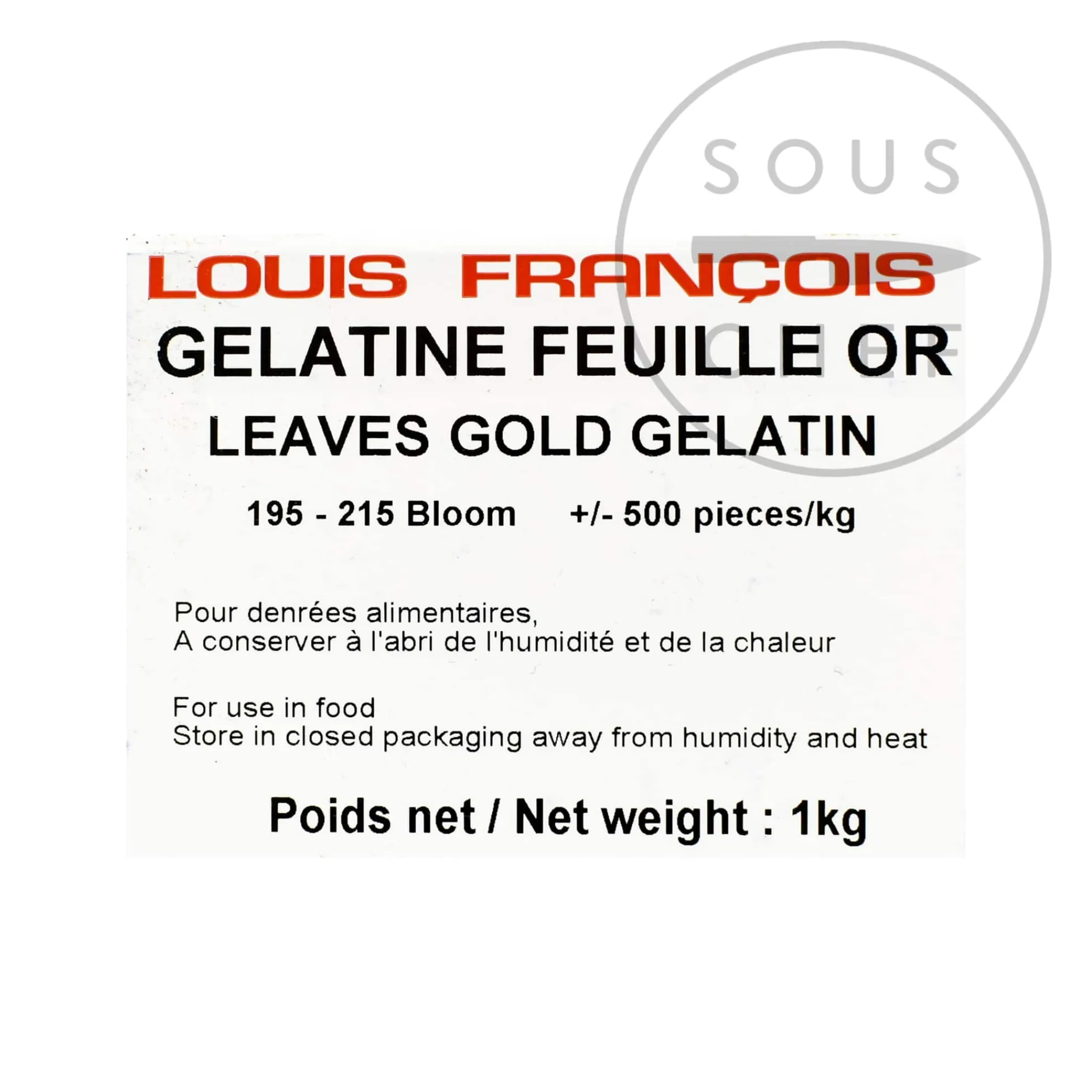 Gelatine Sheets, 1kg Ingredients Brands|French Ingredients