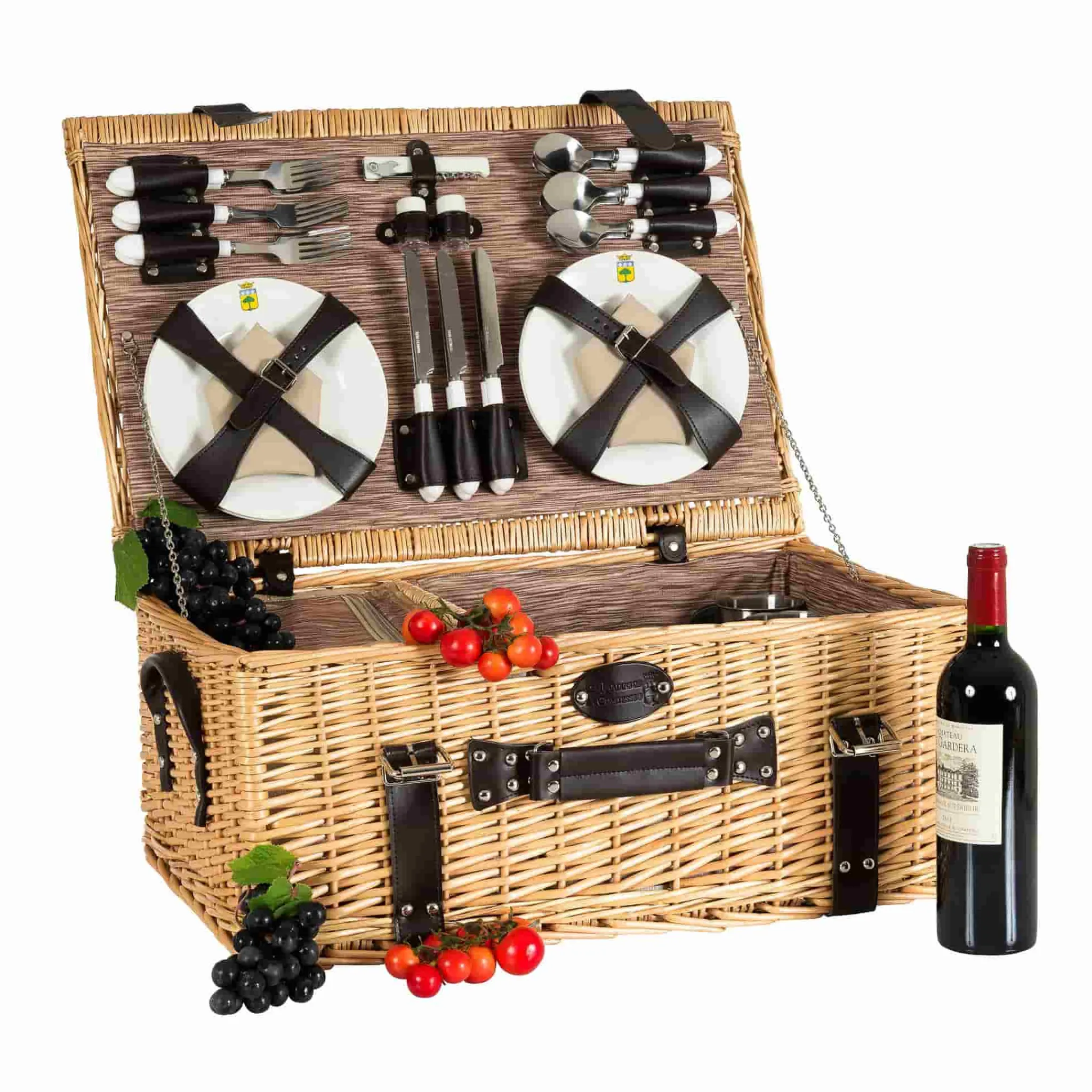 Hot Louvre Natural Picnic Basket, 6 Person Picnicware|Disposable Tableware