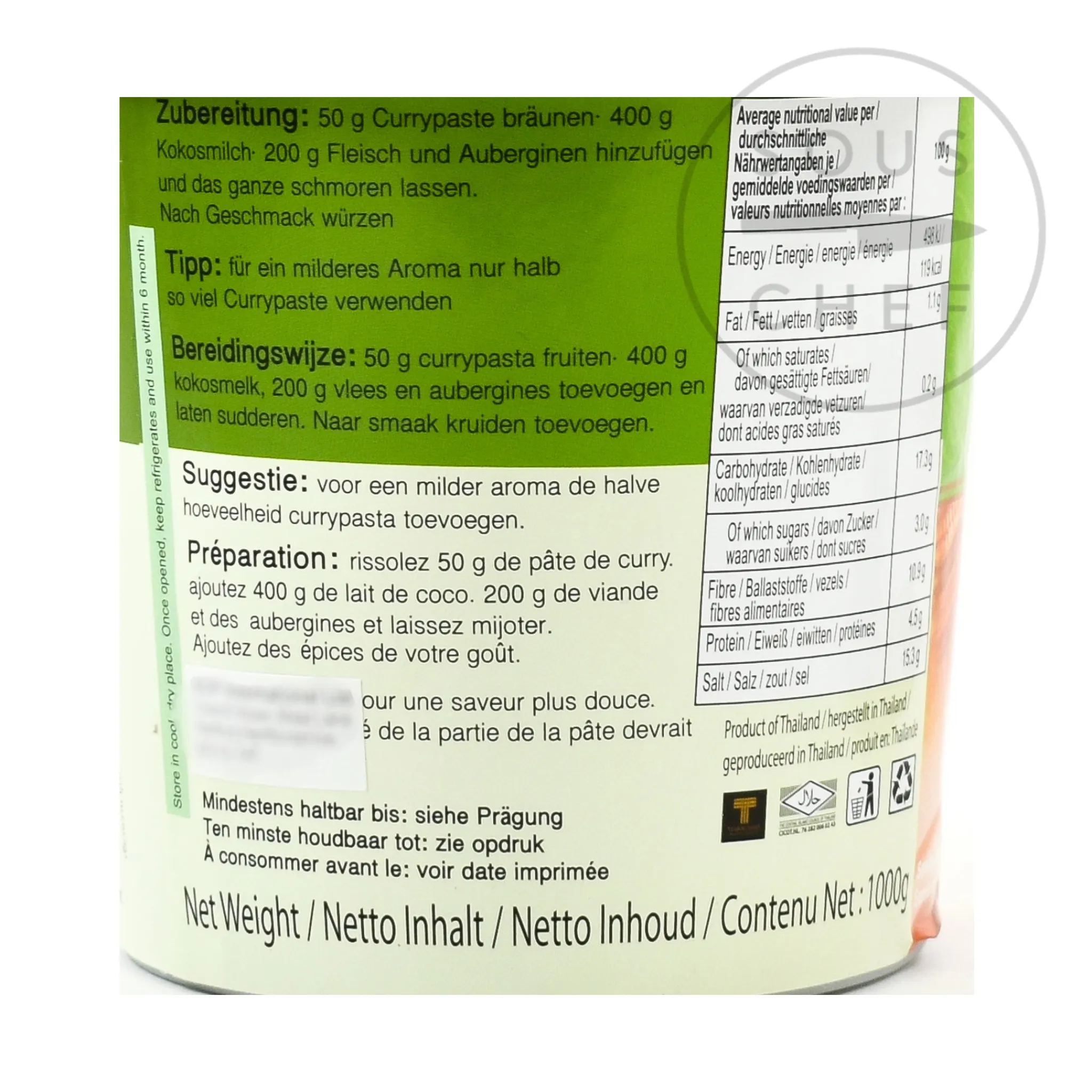 Outlet Green Curry Paste, 1kg Ingredients Brands|Southeast Asian Ingredients