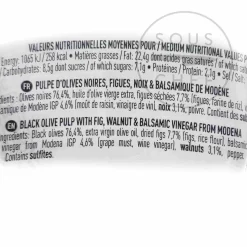 Black Olive Tapenade with Fig, Walnut Balsamic Vingegar of Modena, 100g Ingredients Brands|French Ingredients
