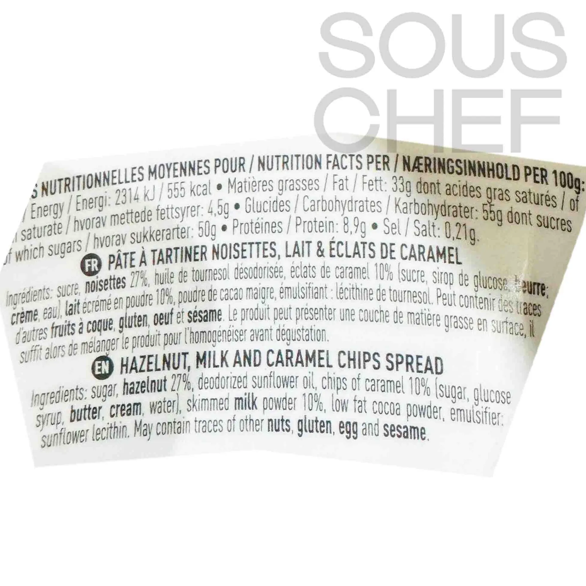 Sale Hazelnut, Milk And Salted Butter Caramel Chip Spread 220g Ingredients Brands|French Ingredients