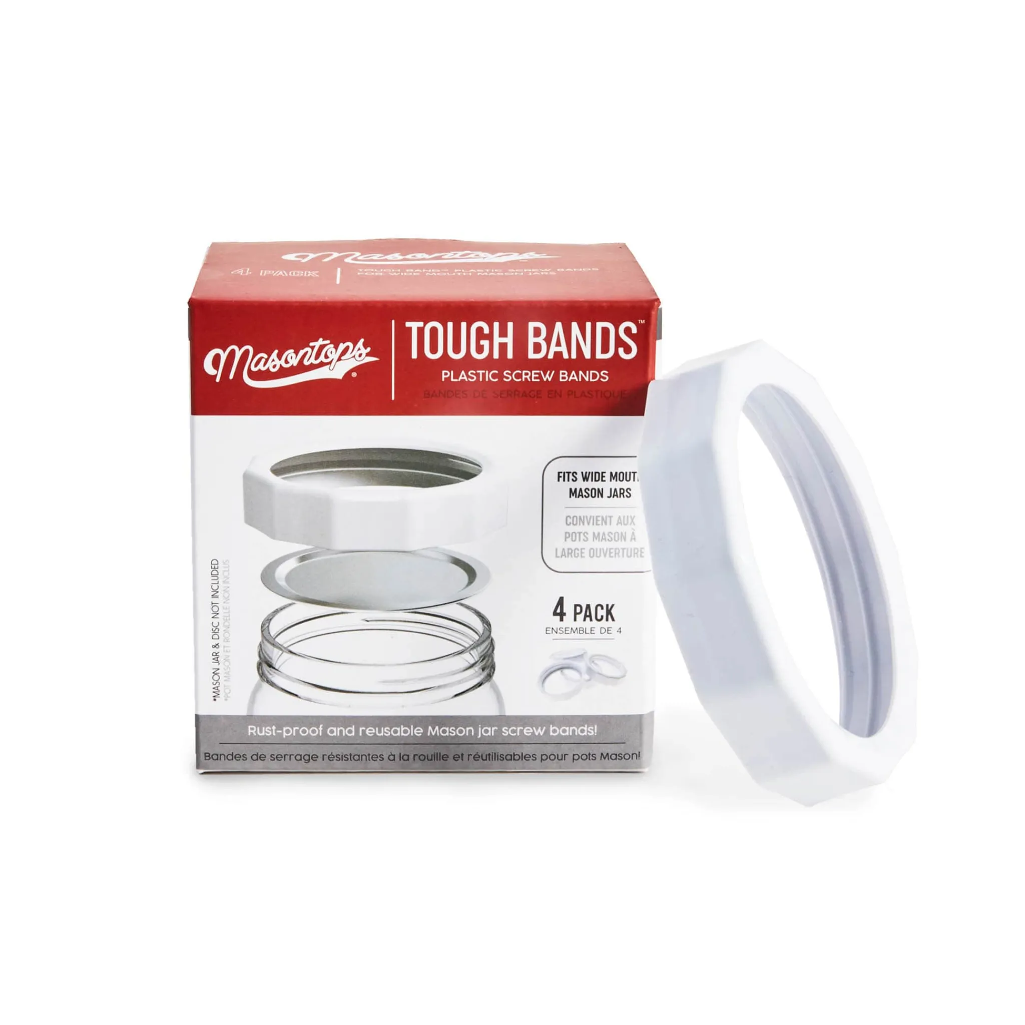 Best Wide Mouth Tough Bands, Set of 4 Pickling, Preserving & Fermenting Jars