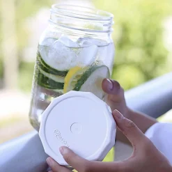 Hot Wide Mouth Tough Tops, White Set of 4 Pickling, Preserving & Fermenting Jars