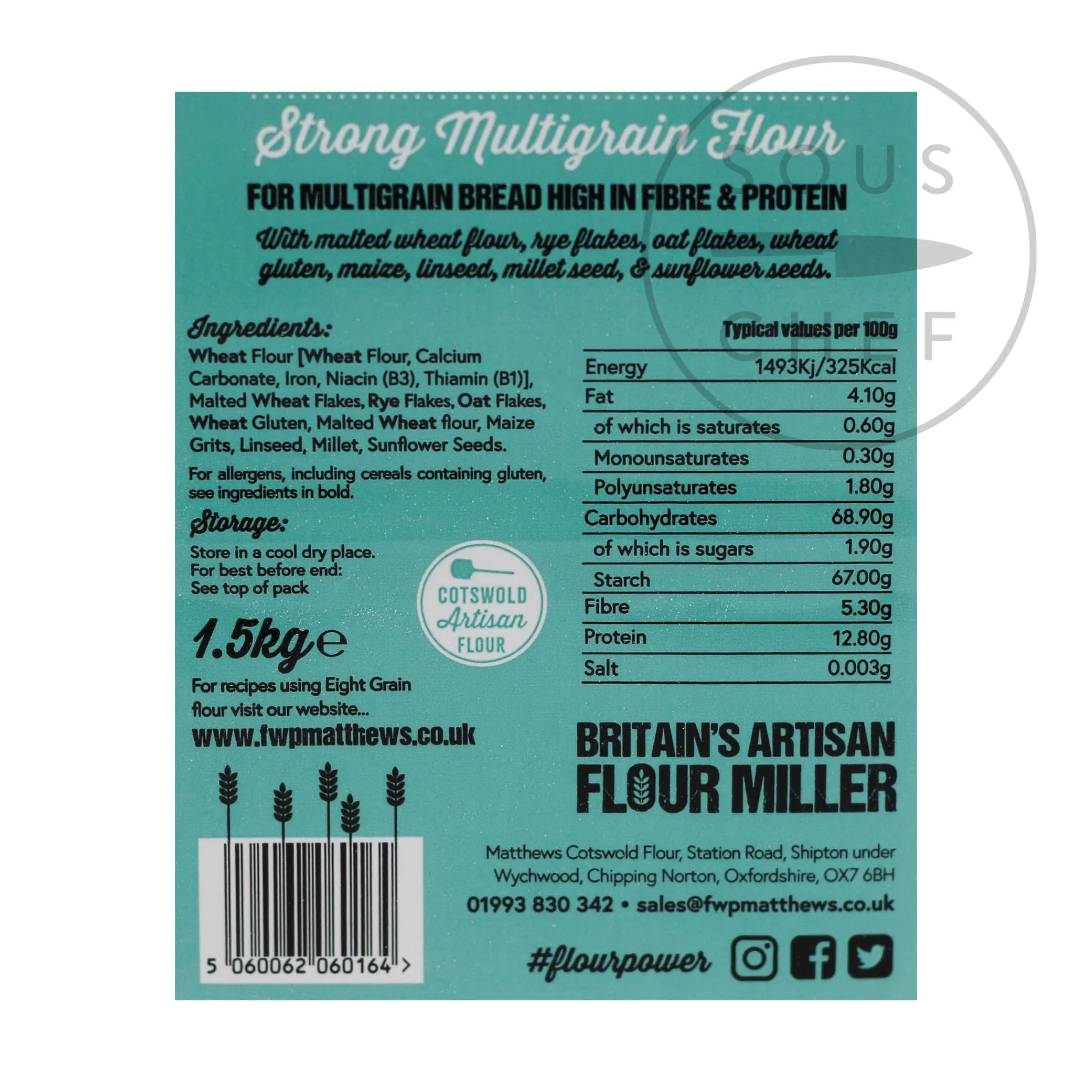 Matthews Cotswold Eight Grain Flour, 1.5kg Made In The Uk|Baking Ingredients