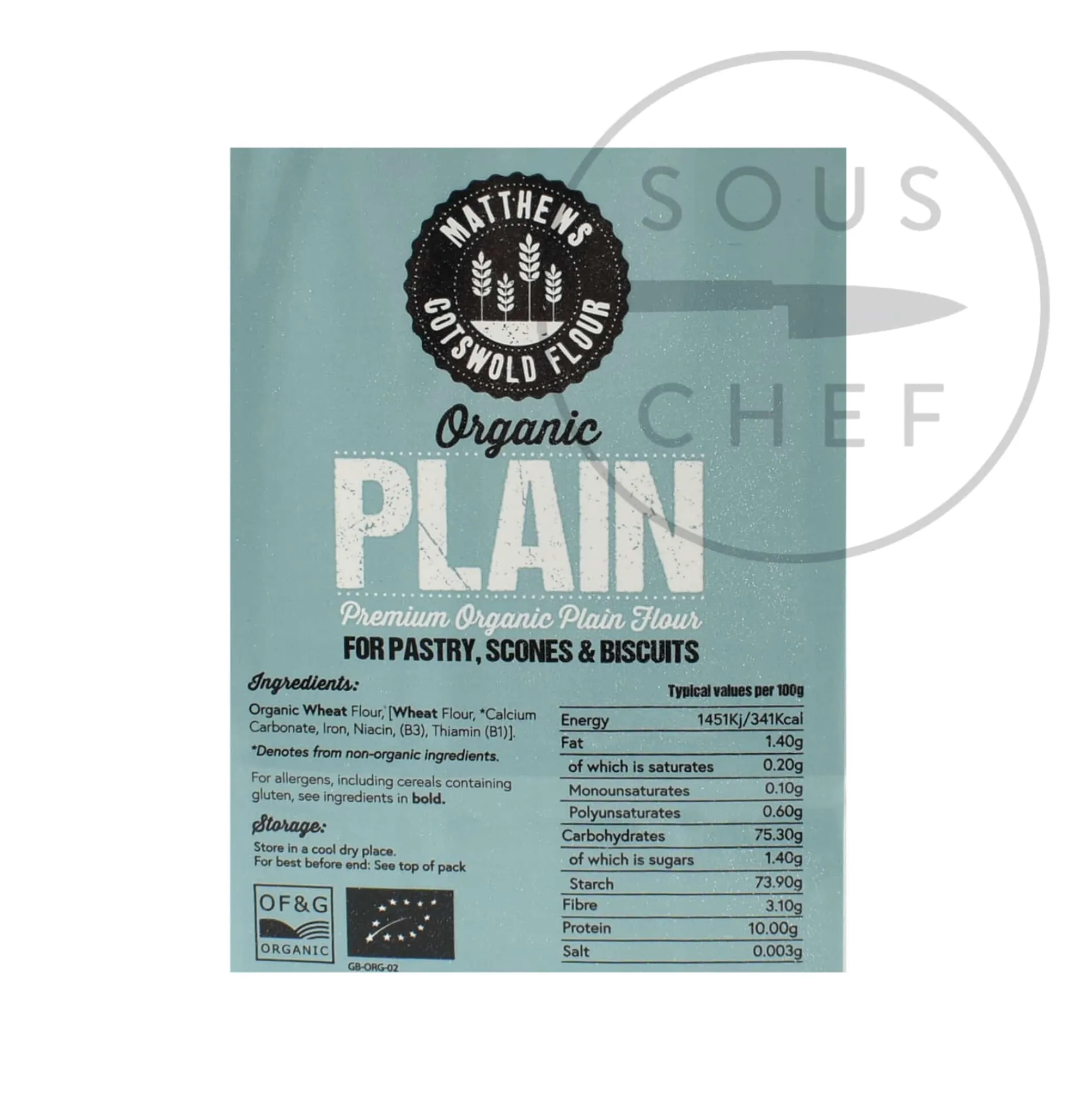 Clearance Matthews Cotswold Organic Plain Flour, 1.5kg Made In The Uk|Baking Ingredients