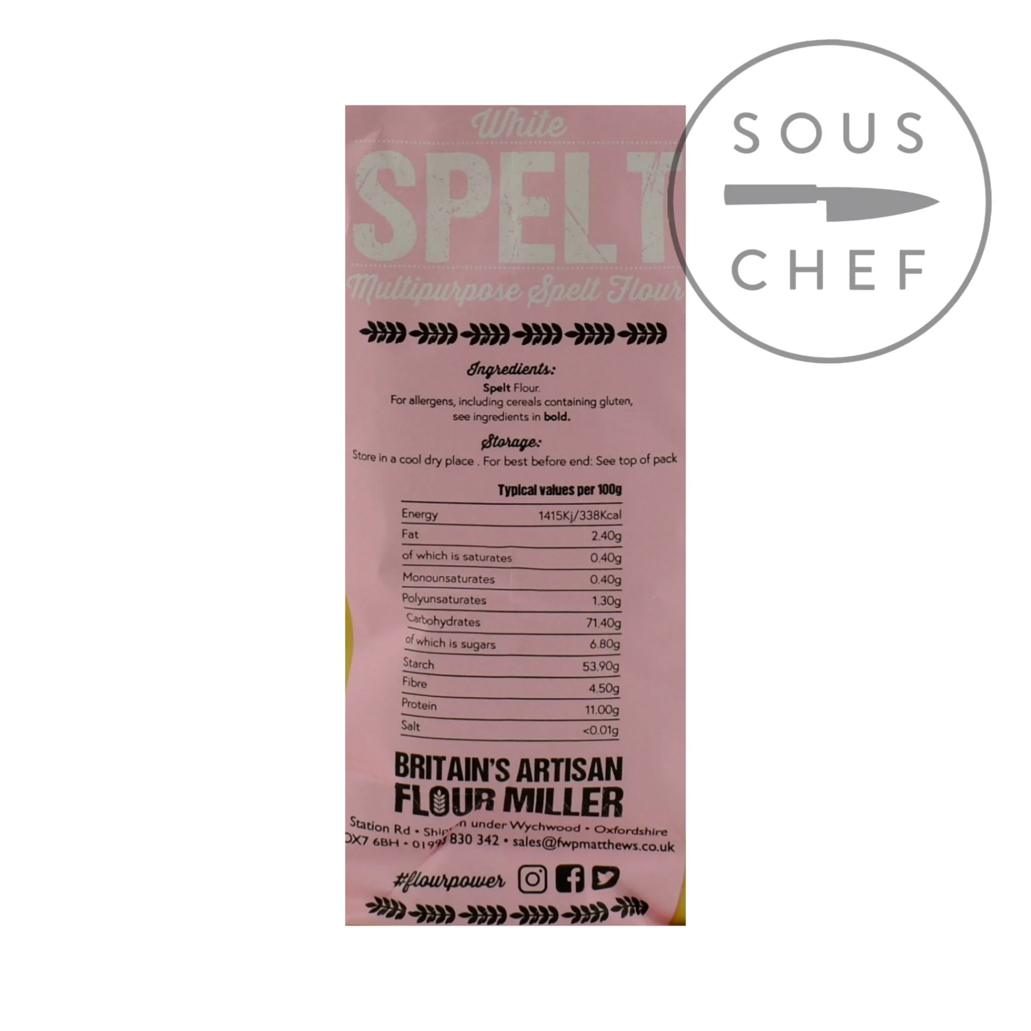 New Matthews Cotswold Stoneground Light Spelt Flour, 1.5kg Ingredients Brands|Made In The Uk