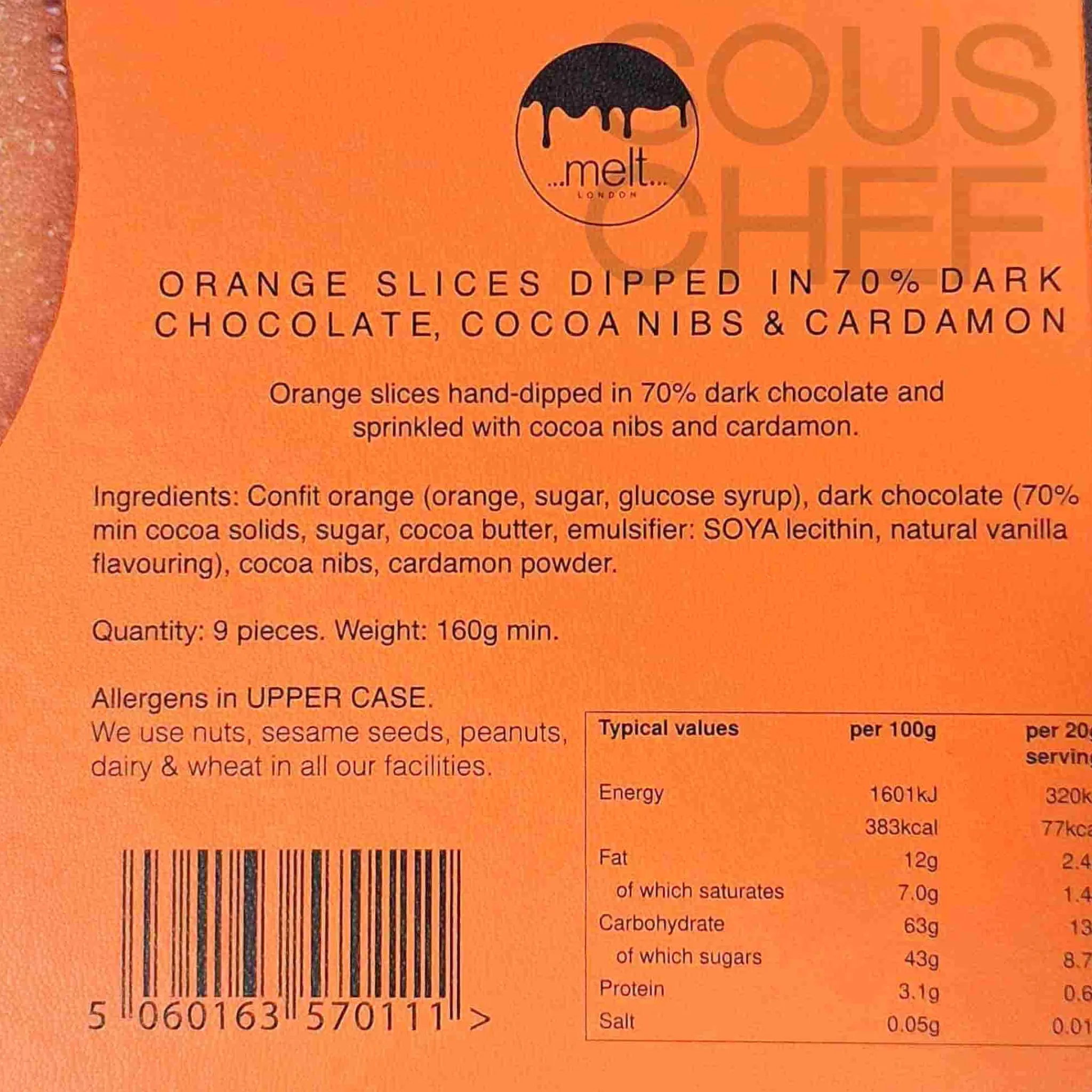 9 Piece Dark Chocolate Dipped Orange Slices Ingredients Brands|Made In The Uk