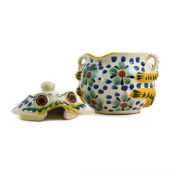 Sale Mexican Hand Painted Floral Frog Sugar Bowl Mexican Ingredients|Tableware Brands