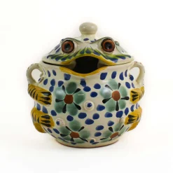 Sale Mexican Hand Painted Floral Frog Sugar Bowl Mexican Ingredients|Tableware Brands