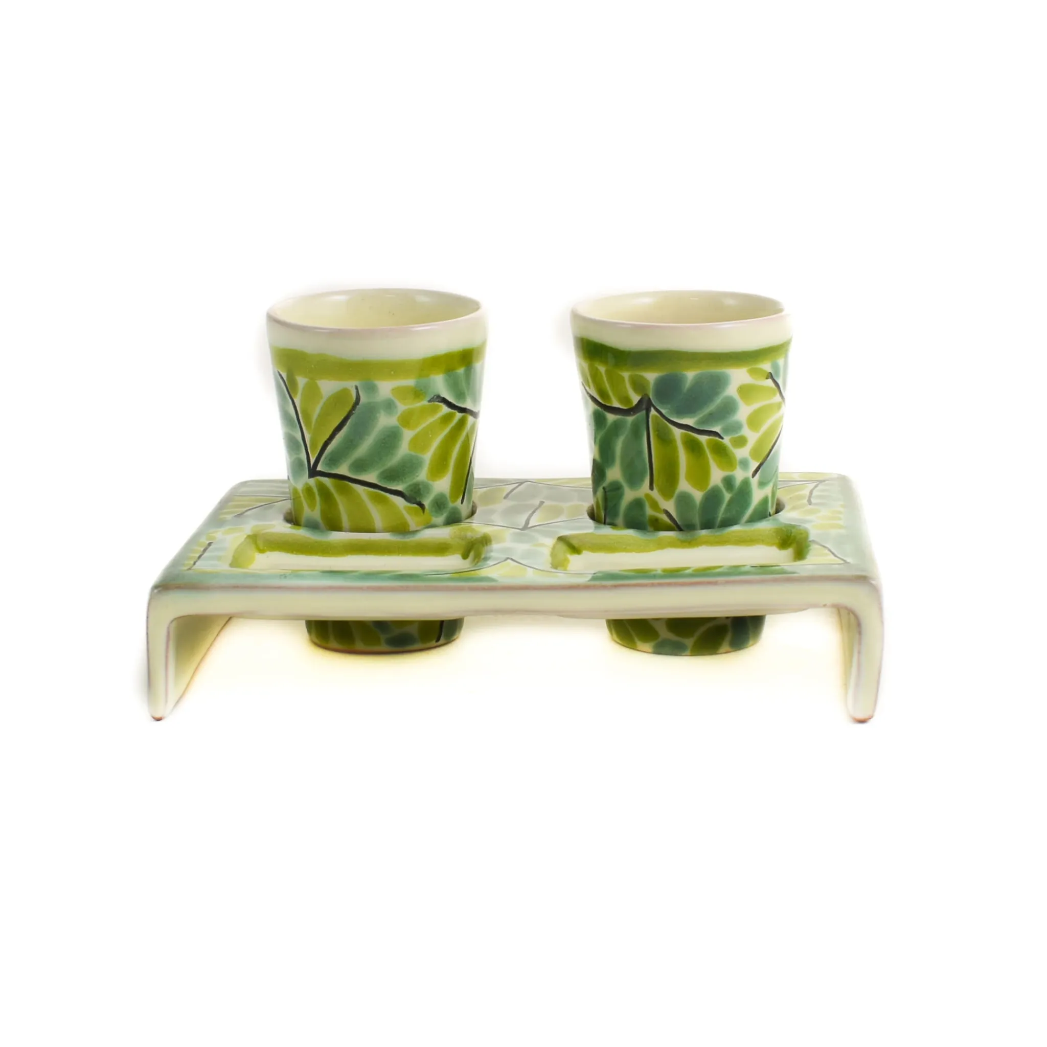 Mexican Hand Painted Green Tequila Cup Set Mexican Ingredients|Tableware Brands
