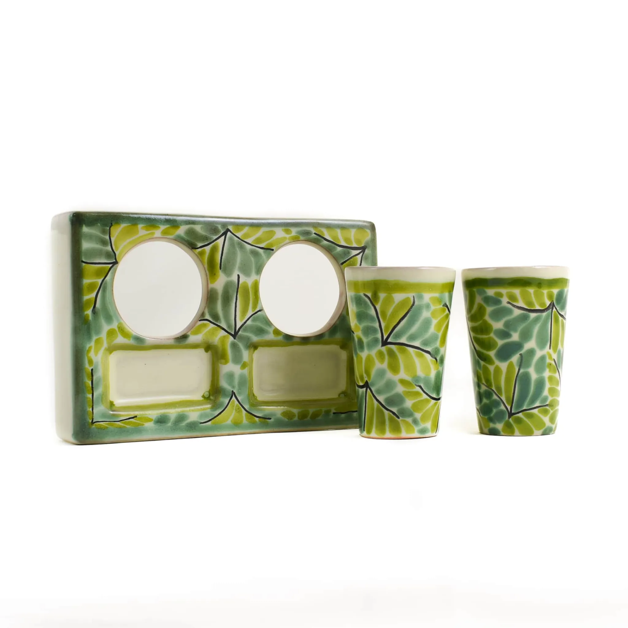 Mexican Hand Painted Green Tequila Cup Set Mexican Ingredients|Tableware Brands