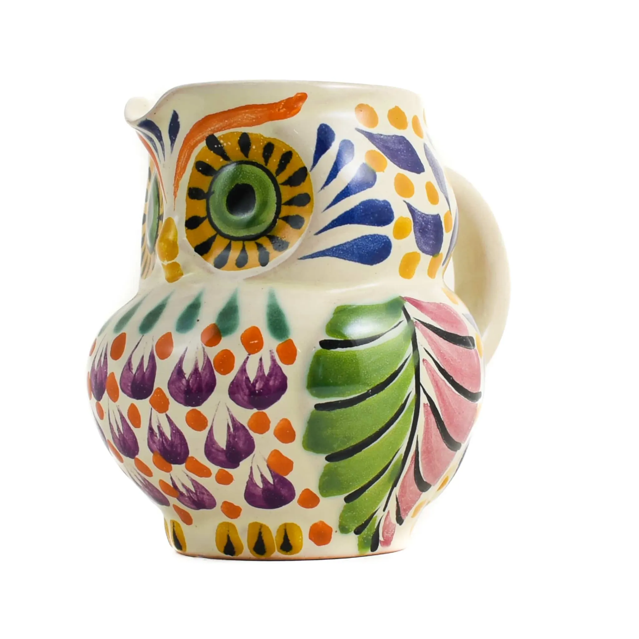 Outlet Mexican Hand Painted Orange Owl Milk Jug Mexican Ingredients|Jugs & Bottles