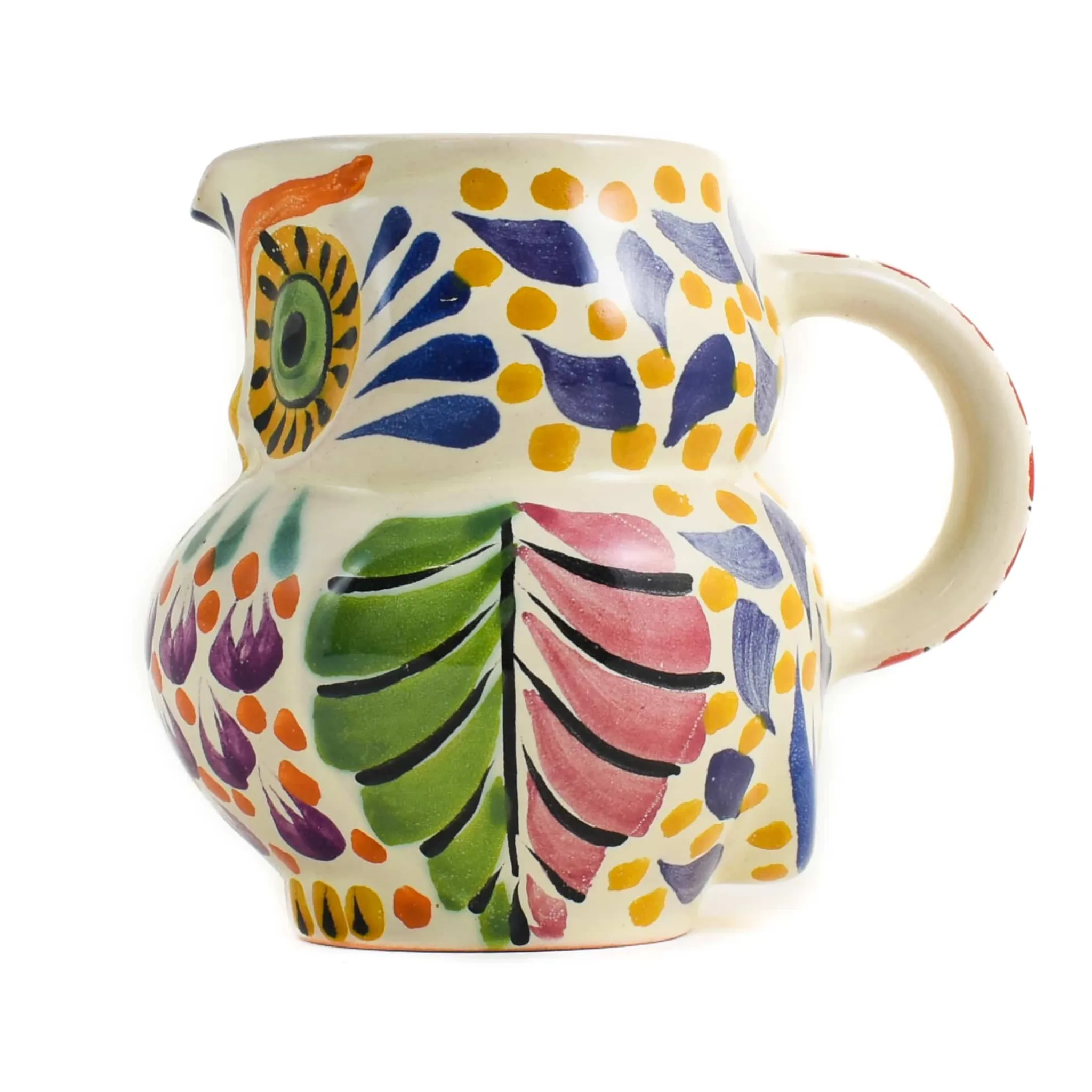Outlet Mexican Hand Painted Orange Owl Milk Jug Mexican Ingredients|Jugs & Bottles