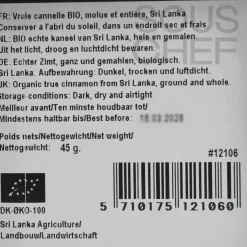 Hot Organic Ananda's Cinnamon, 45g Ingredients Brands|Middle Eastern Ingredients