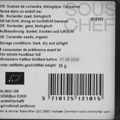 New Organic Coriander Seeds, 35g Ingredients Brands|Indian Ingredients