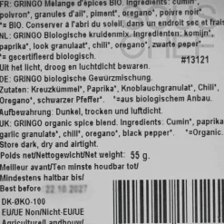 Organic Gringo Tex Mex, 55g Ingredients Brands|Mexican Ingredients