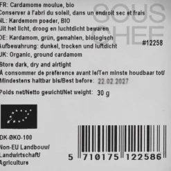 Discount Organic Ground Green Cardamom, 30g Indian Ingredients|Herbs & Spices