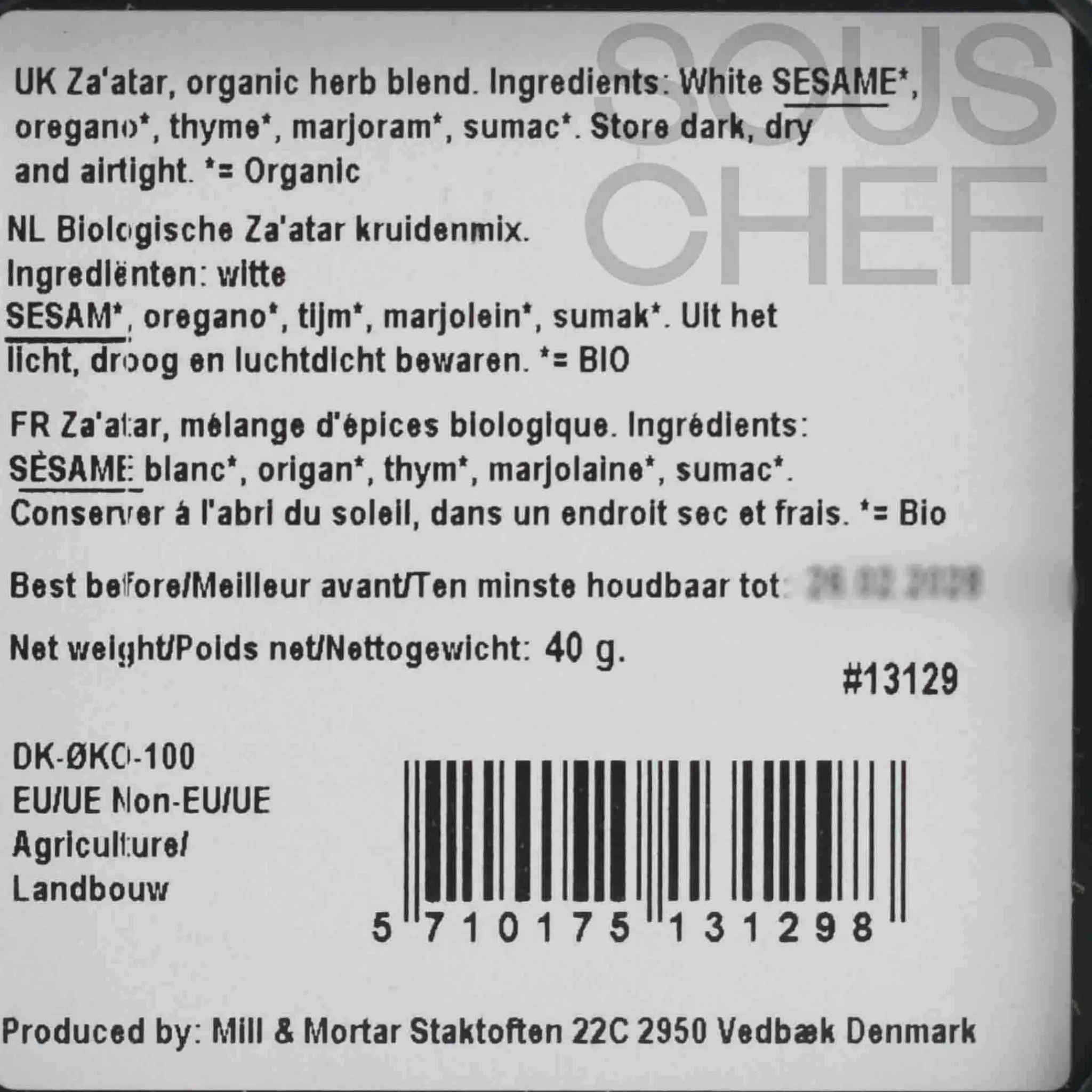 Clearance Organic Za'atar, 40g Ingredients Brands|Middle Eastern Ingredients