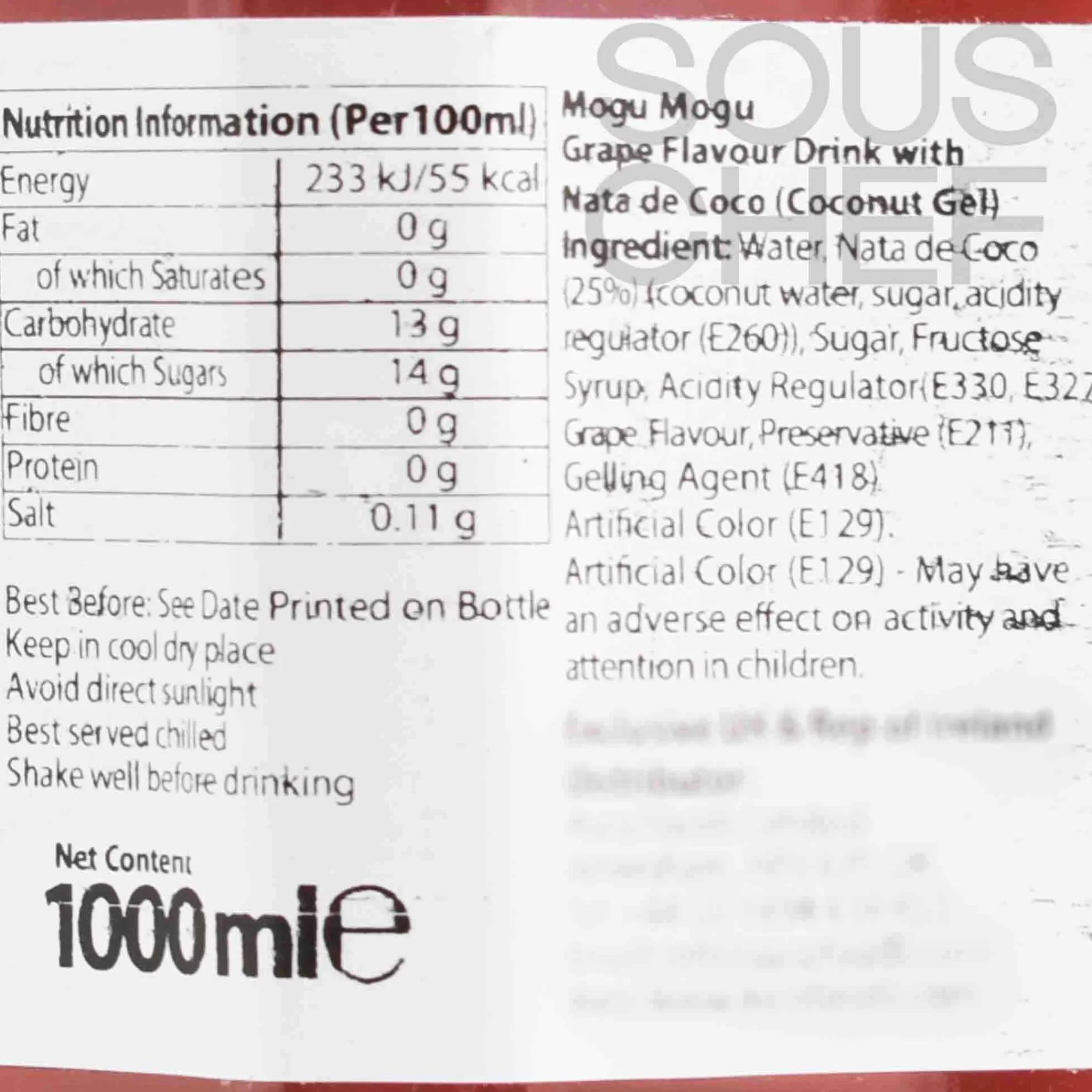 Best Nata De Coco Grape Drink, 1 Litre Ingredients Brands|Southeast Asian Ingredients