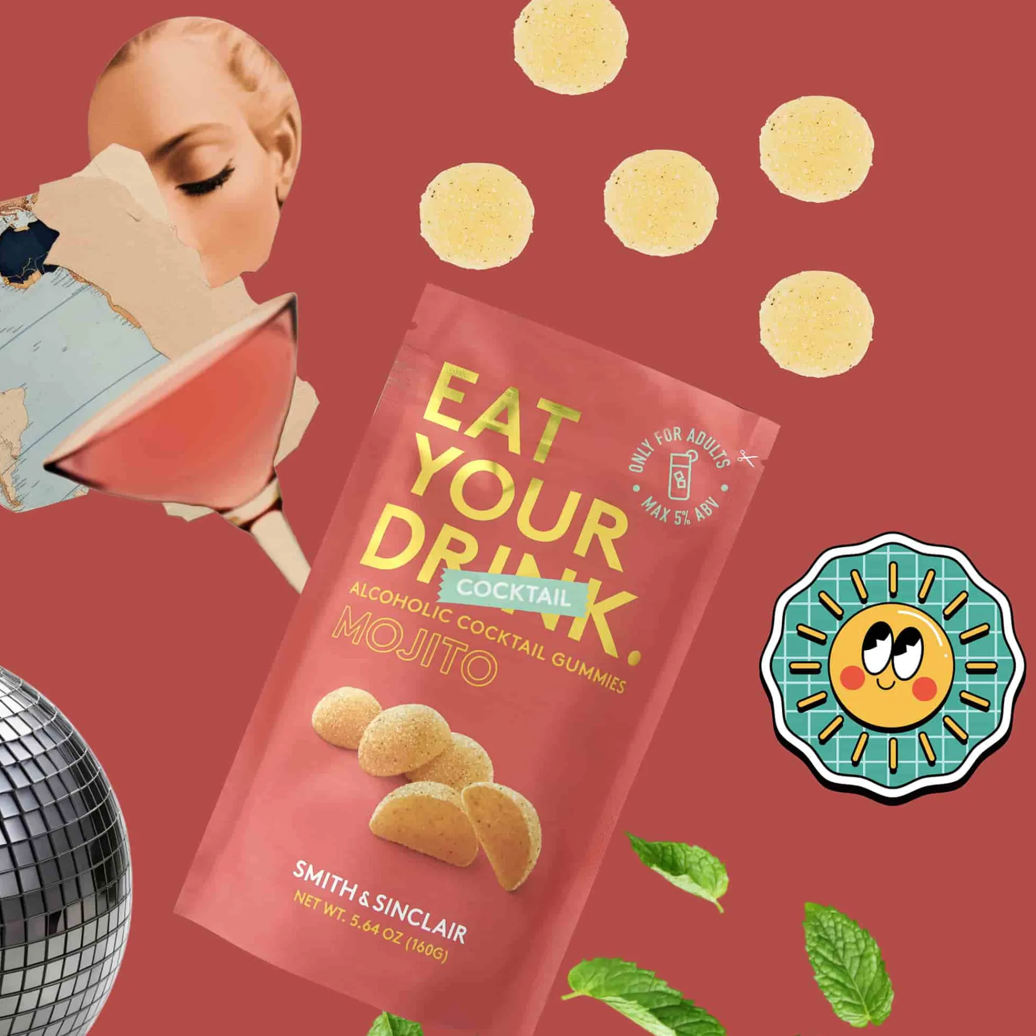 Sale Mojito 5V Alcoholic Cocktail Jelly Sweets, 160g Chocolate & Sweets|Ingredients Brands
